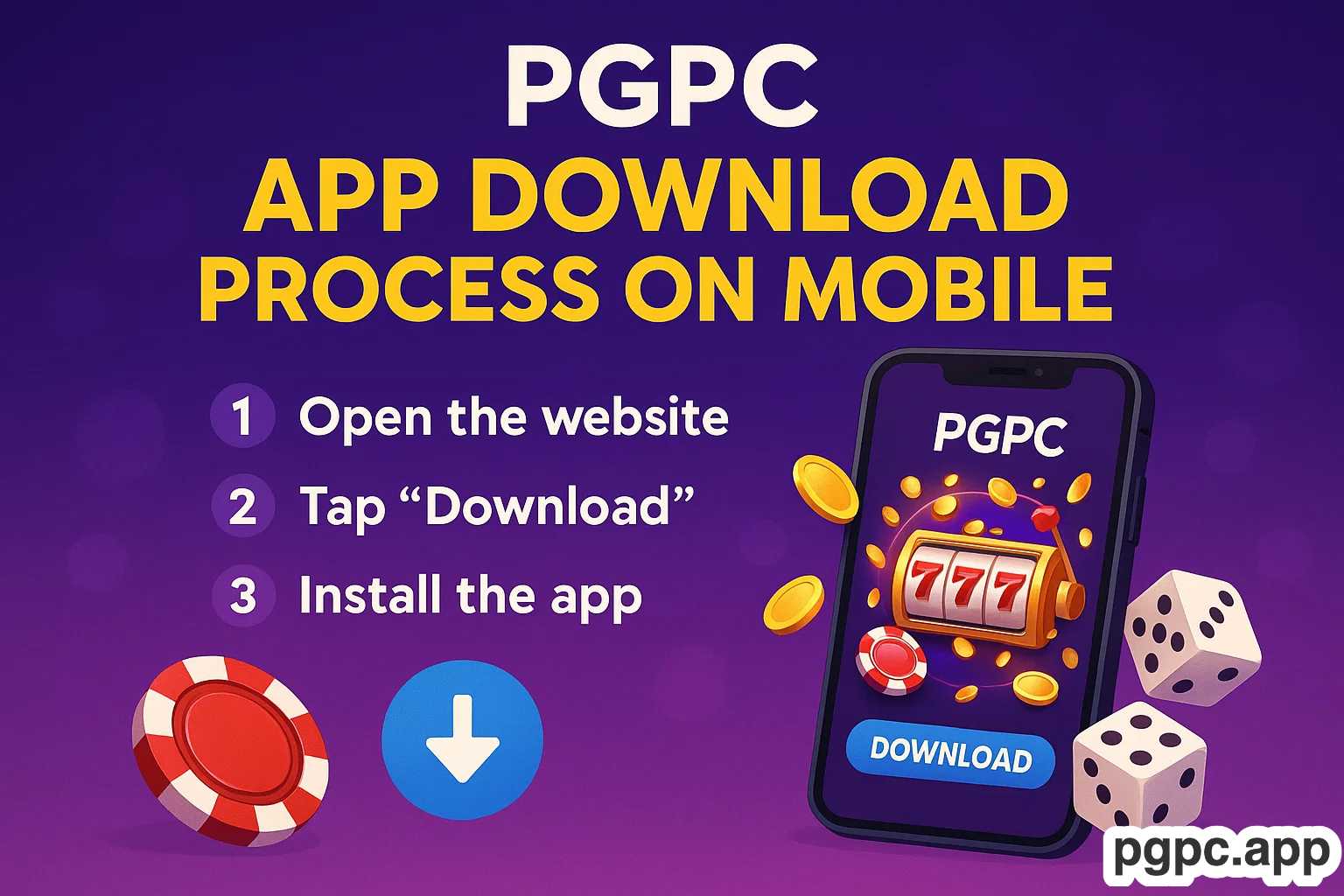 PGPC App download process on mobile